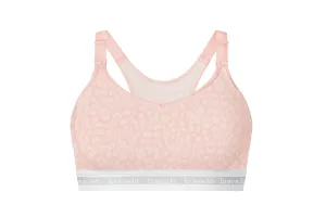 1015 Pink Leopard Cotton Wire Free Nursing Bra (Cups DD-G)