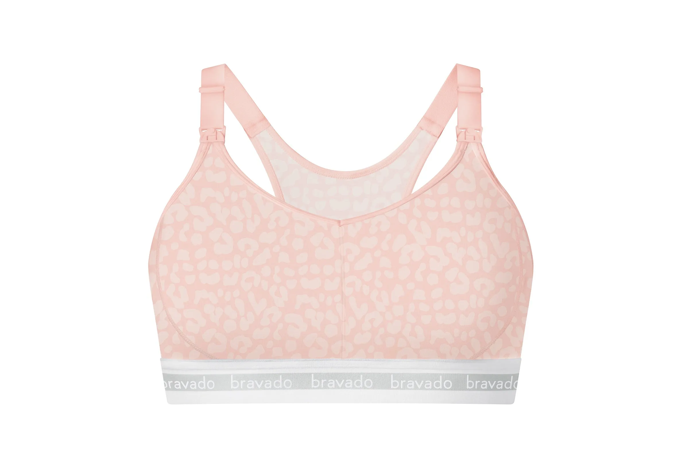 1015 Pink Leopard Cotton Wire Free Nursing Bra (Cups DD-G)