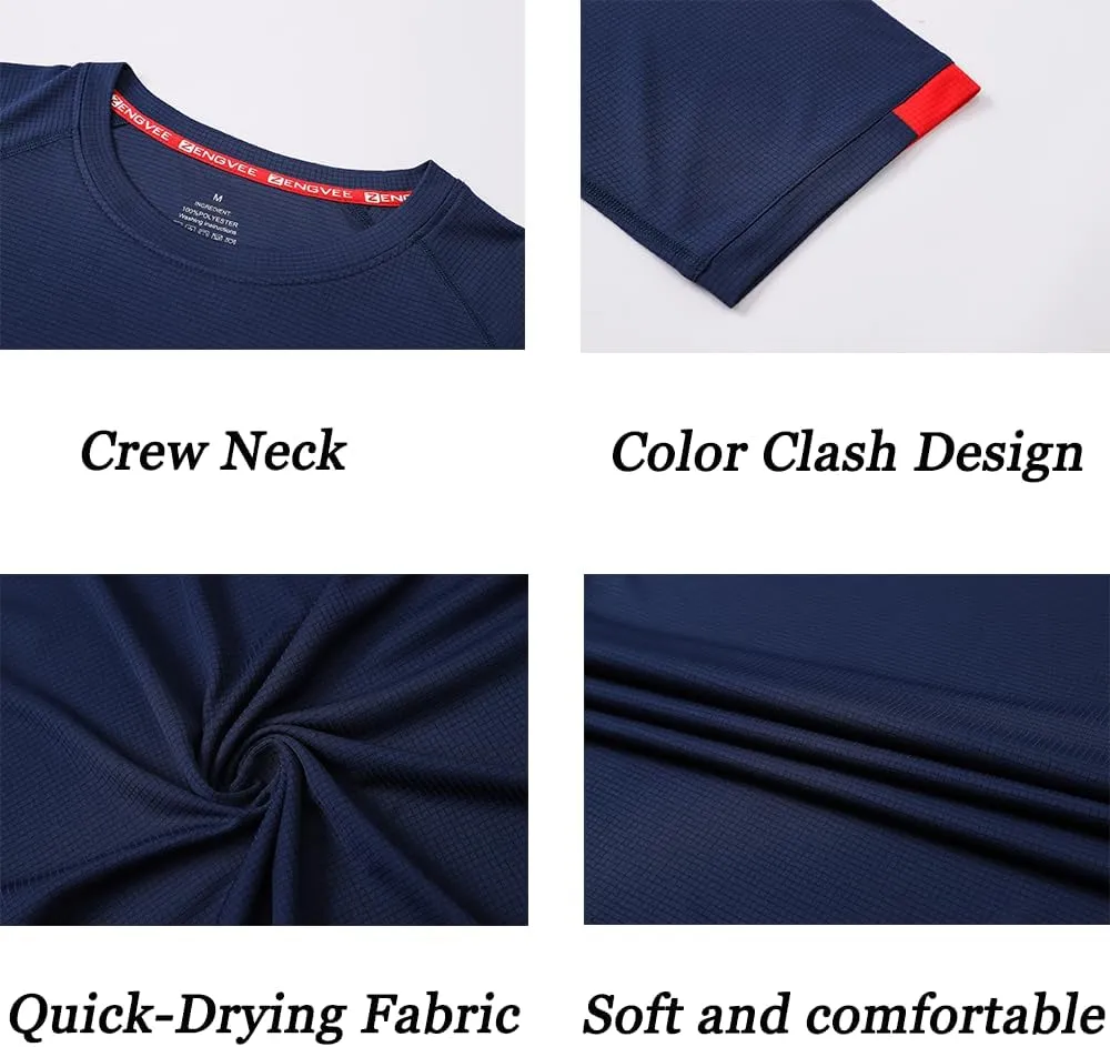 5 Pack Workout Shirts for Men Quick Dry Crew Neck Short Sleeve Tee Tops Moisture Wicking Athletic Light Gym T-Shirts