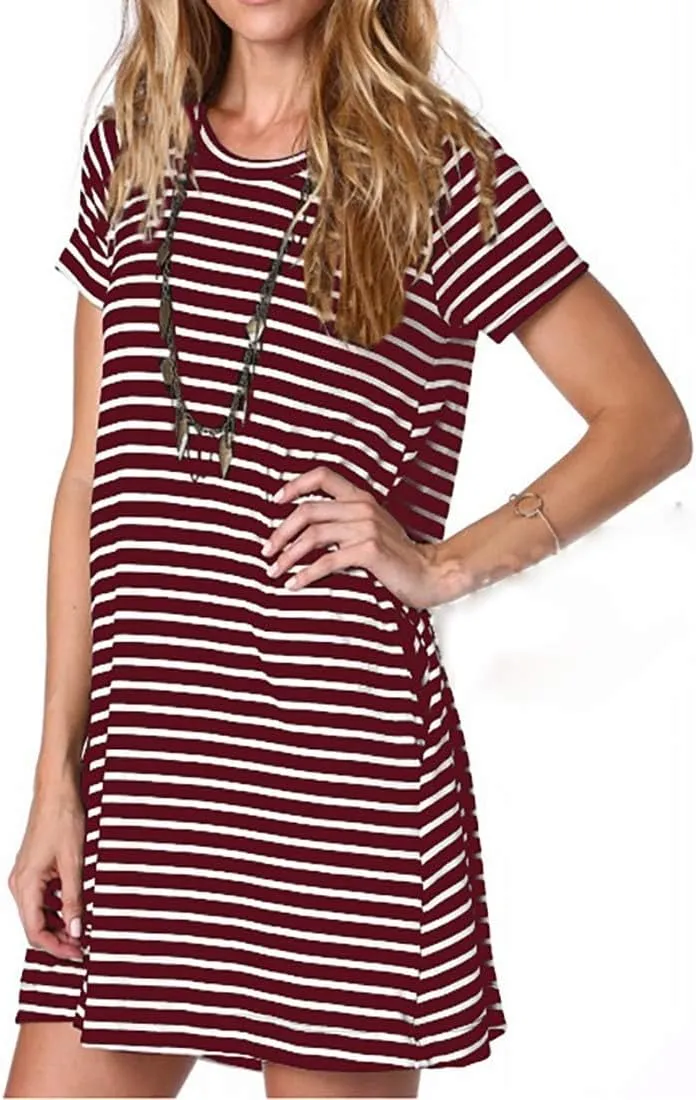 Alaster Womens Casual Summer T Shirt Dress Loose Short Sleeve Tunic Dress with Pocket for Women