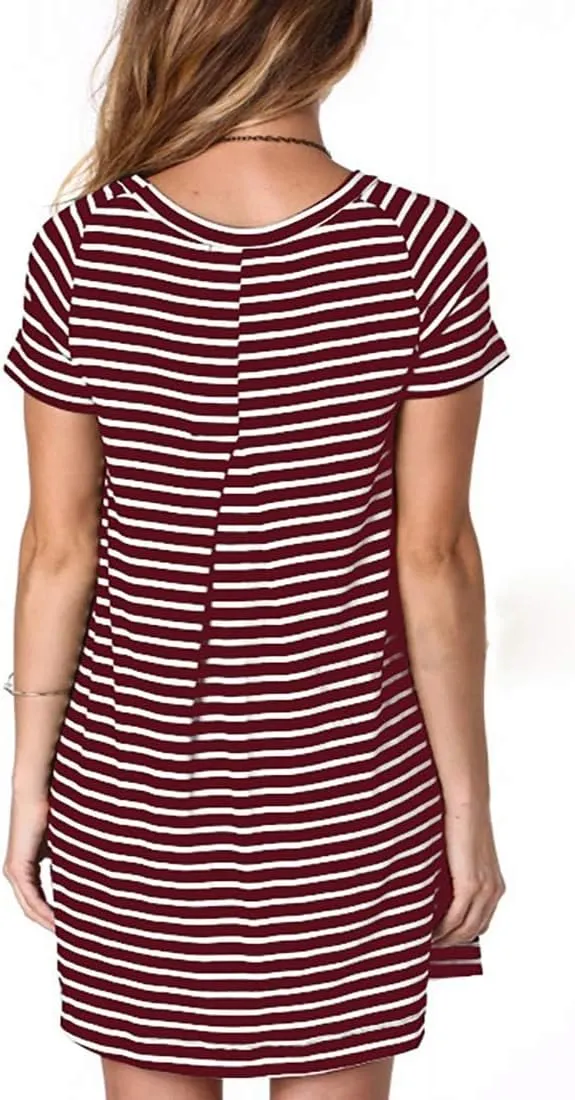 Alaster Womens Casual Summer T Shirt Dress Loose Short Sleeve Tunic Dress with Pocket for Women