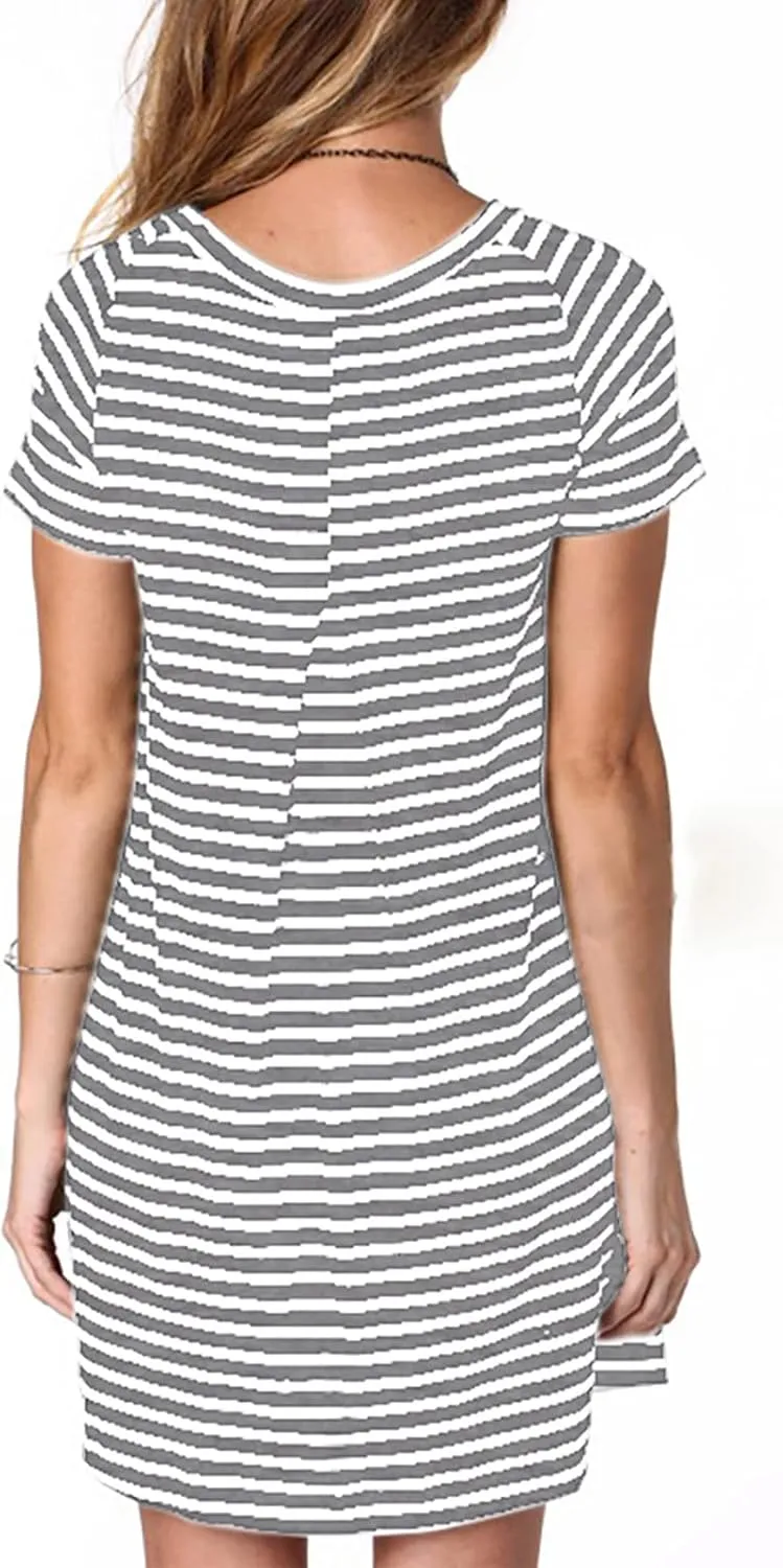 Alaster Womens Casual Summer T Shirt Dress Loose Short Sleeve Tunic Dress with Pocket for Women