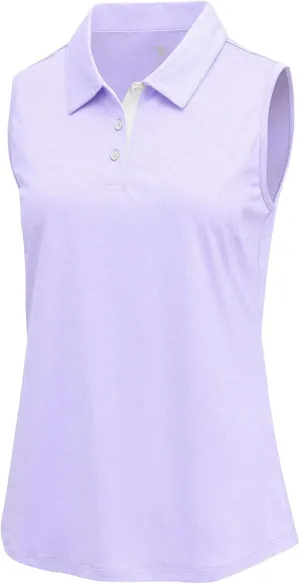 BGOWATU Women's Golf Shirts Sleeveless Polo Shirts Collared 3 Buttons Tennis Tank Tops UV Protection Quick Dry