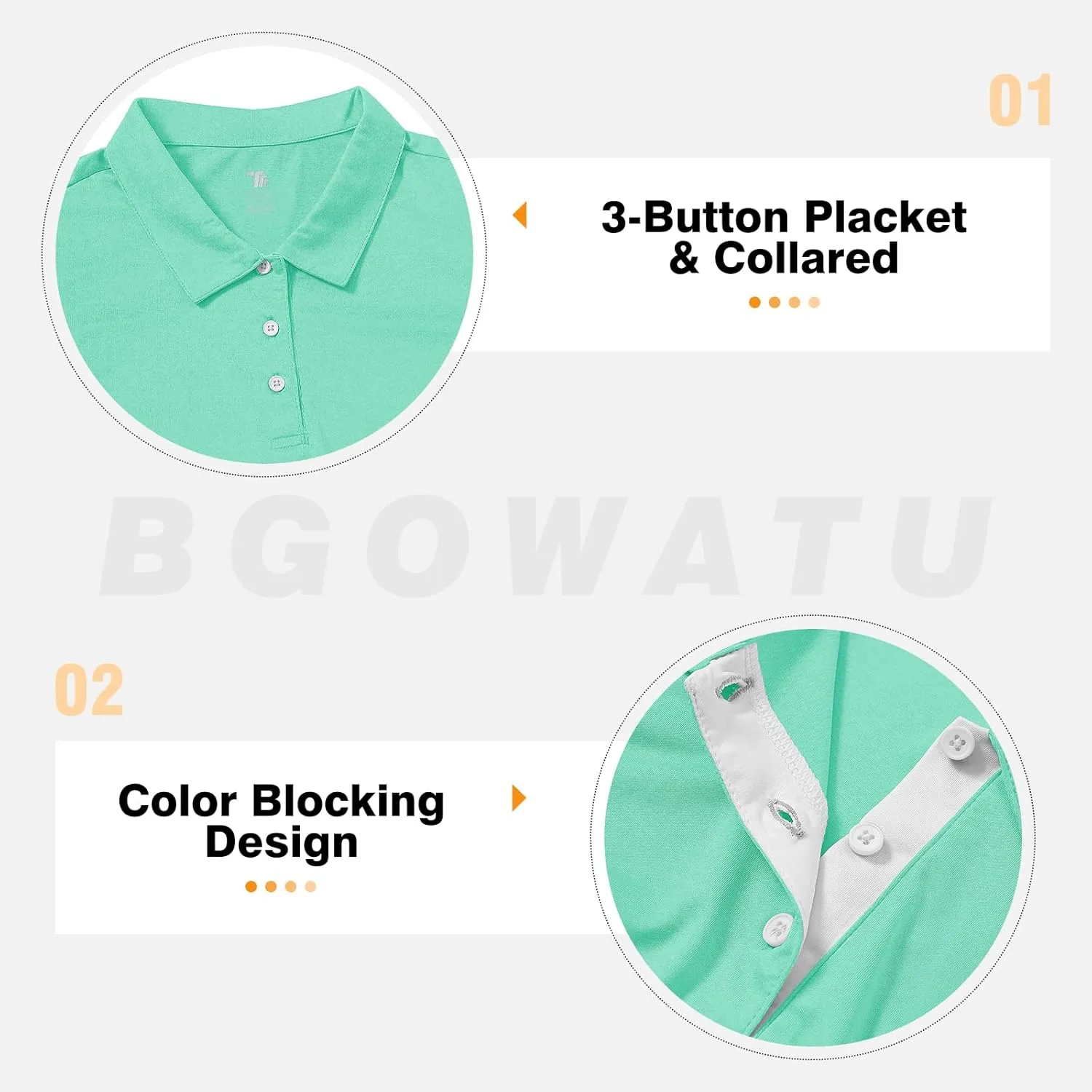BGOWATU Women's Golf Shirts Sleeveless Polo Shirts Collared 3 Buttons Tennis Tank Tops UV Protection Quick Dry