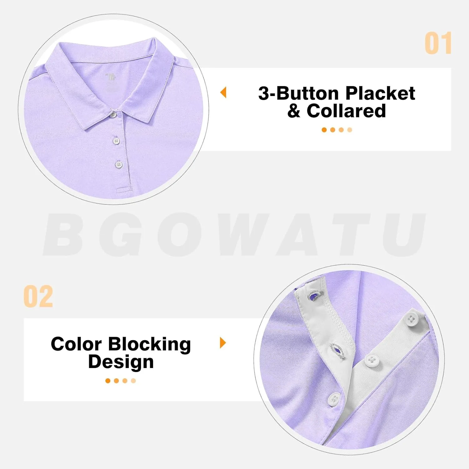 BGOWATU Women's Golf Shirts Sleeveless Polo Shirts Collared 3 Buttons Tennis Tank Tops UV Protection Quick Dry