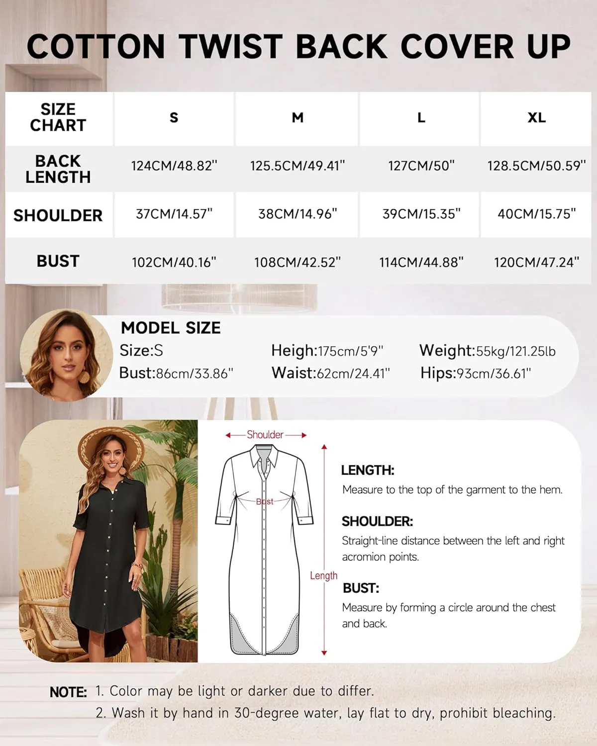 Bsubseach 2025 Cotton Beach Cover Up for Women - Long Button Down Swimsuit Coverup Bathing Suit Shirt Dress Vacation Outfits