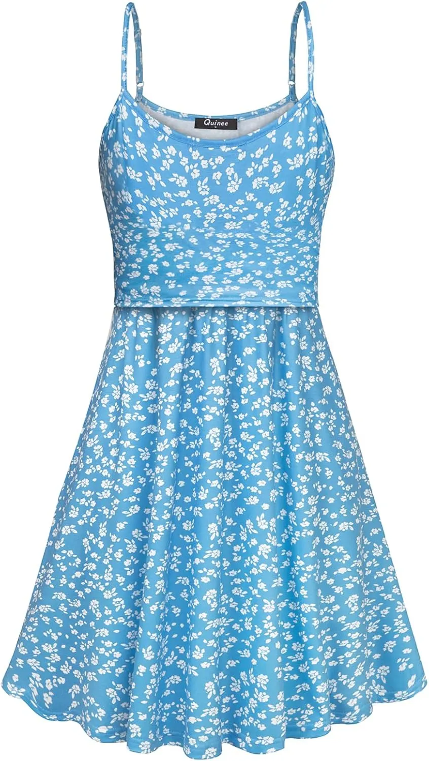 connche Floral Maternity Summer Dress Spaghetti Strap Nursing Breastfeeding