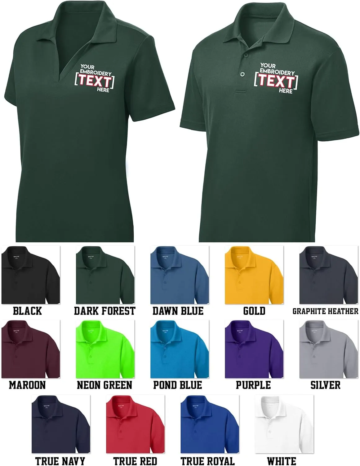 Custom Embroidered Shirts for Women - Your Text - Personalized Embroidery Polos