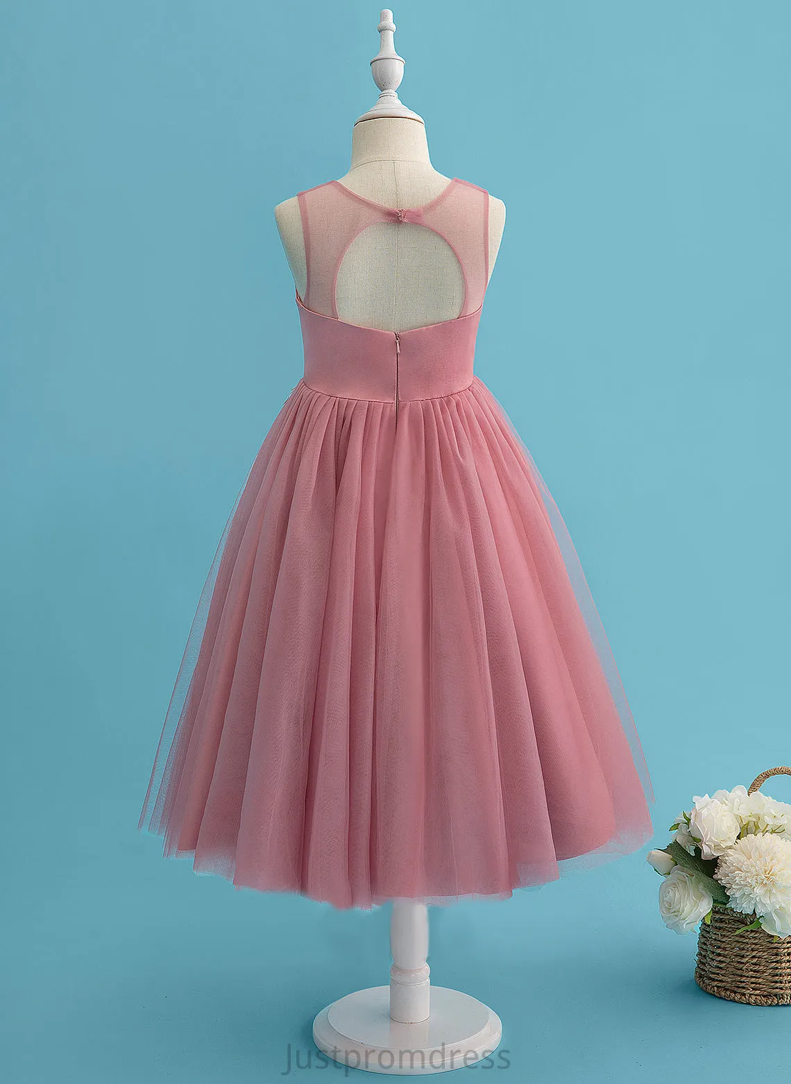 Dress Flower Ball-Gown/Princess With Flower Girl Dresses Neck Scoop Girl Lace/Beading Charlie Sleeveless - Tea-length Tulle