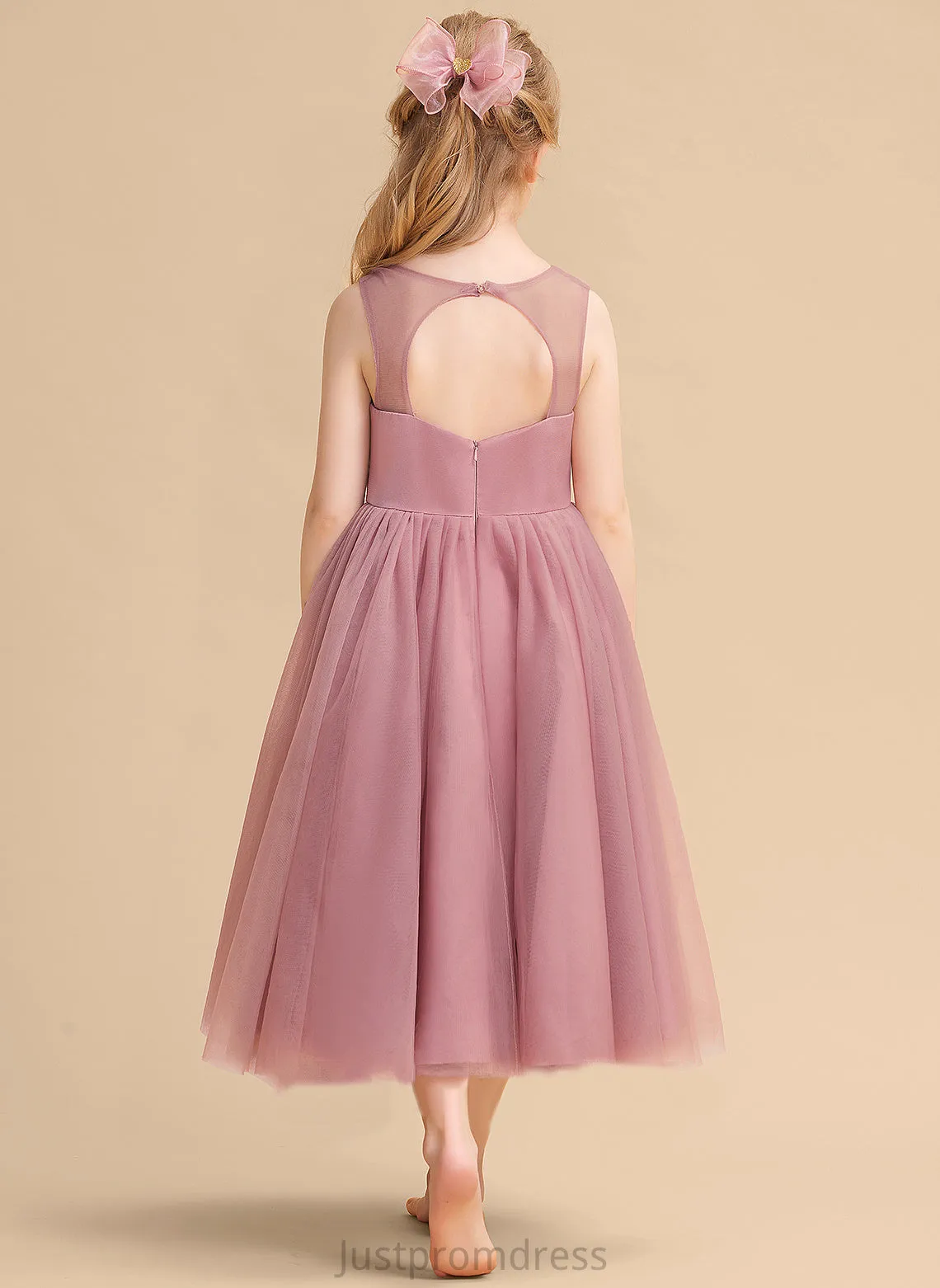 Dress Flower Ball-Gown/Princess With Flower Girl Dresses Neck Scoop Girl Lace/Beading Charlie Sleeveless - Tea-length Tulle