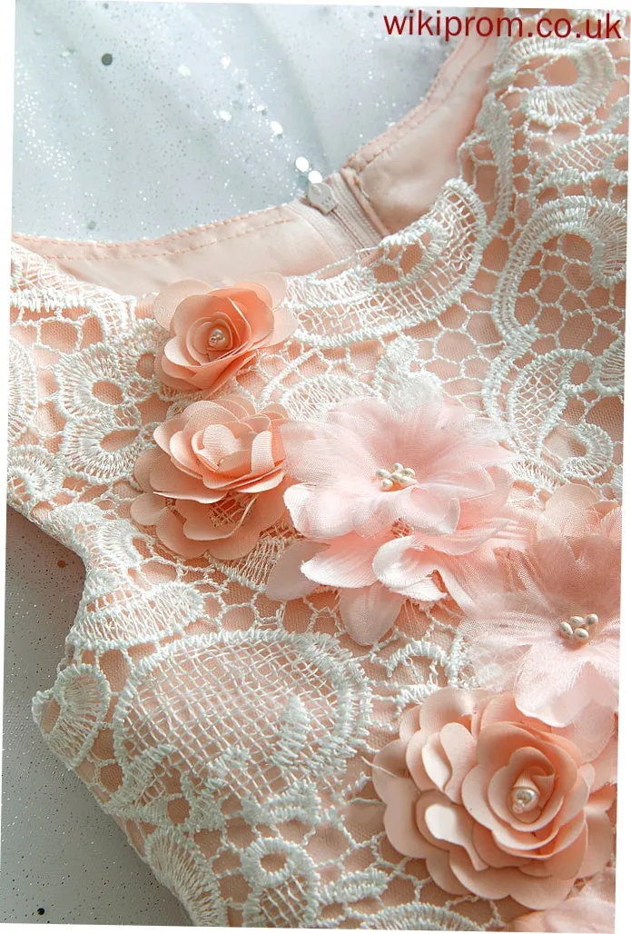 Floor-length Girl Tulle/Lace Sleeveless Flower Gina With - Dress Neck Flower Girl Dresses Scoop Ball-Gown/Princess Beading/Flower(s)