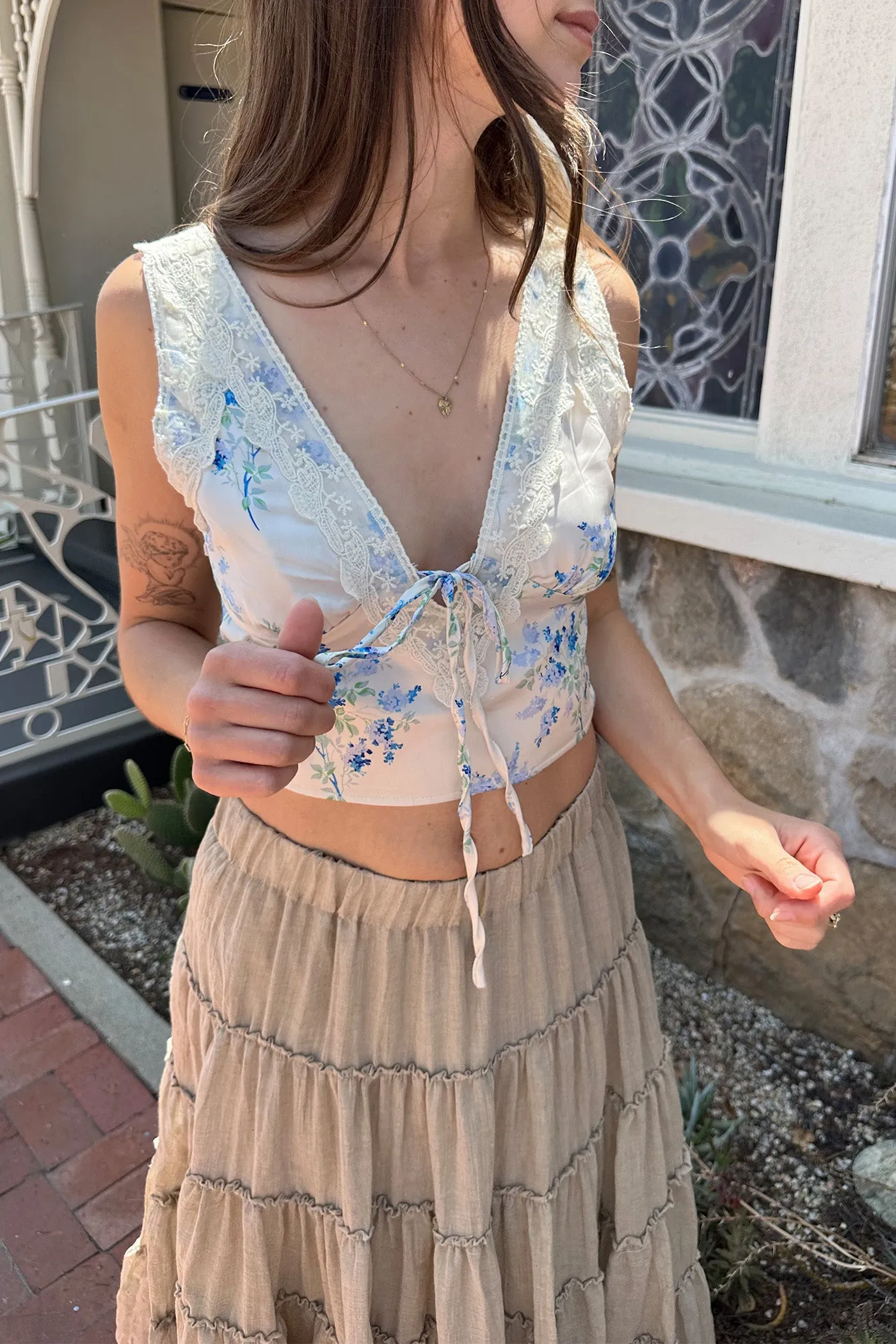 Floral Satin Sleeveless Top