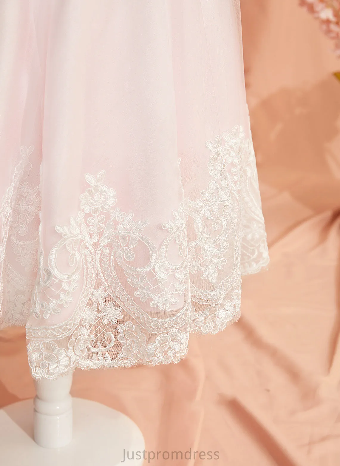 Flower Dress With Neck Lace/Bow(s) Scoop Gwendoline Girl Sleeveless Tea-length Ball-Gown/Princess Flower Girl Dresses Satin/Tulle -