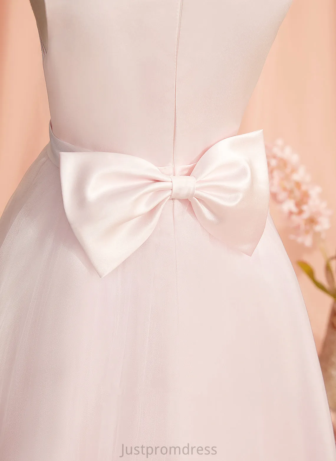 Flower Dress With Neck Lace/Bow(s) Scoop Gwendoline Girl Sleeveless Tea-length Ball-Gown/Princess Flower Girl Dresses Satin/Tulle -