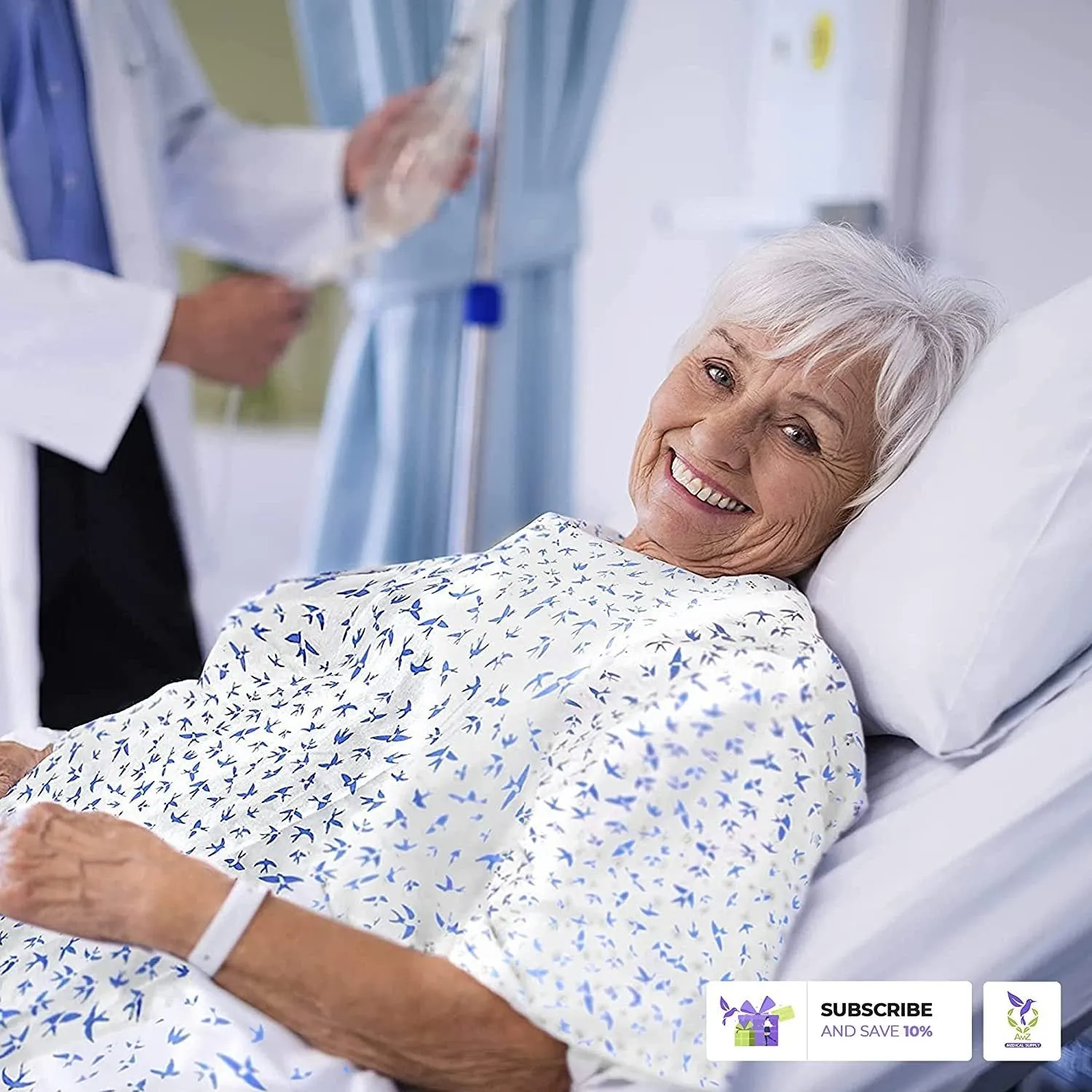 Hospital Gown White X-large. Pack of 3 Hospital Gowns for Women and Men with Back Tie Medical Patient Gowns; 100% Cotton Nursing Nightgown with Roomy Sleeves