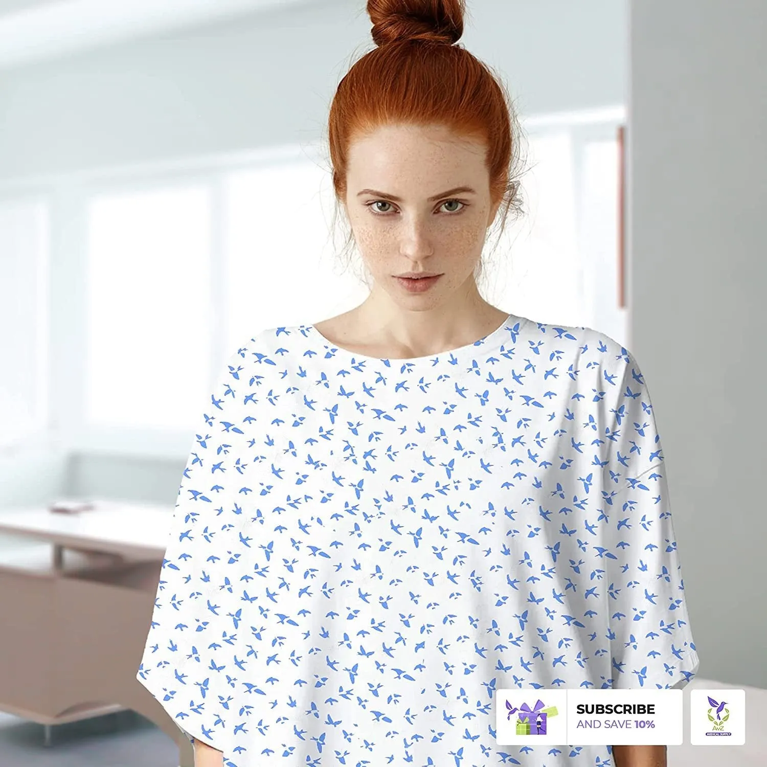 Hospital Gown White X-large. Pack of 3 Hospital Gowns for Women and Men with Back Tie Medical Patient Gowns; 100% Cotton Nursing Nightgown with Roomy Sleeves