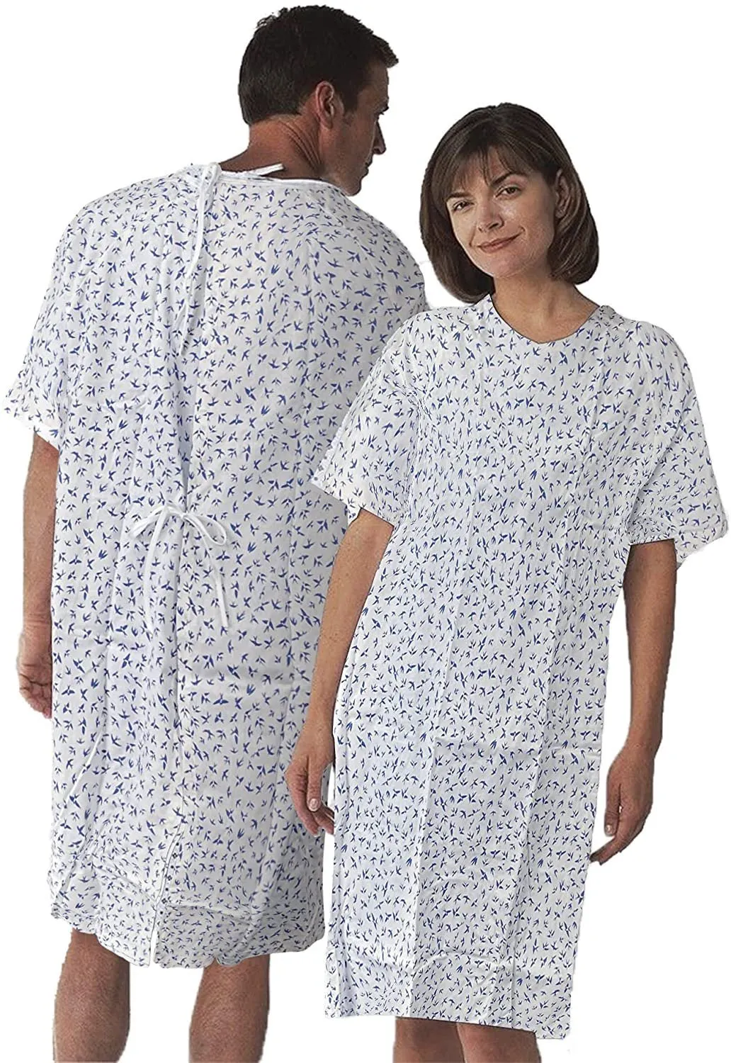 Hospital Gown White X-large. Pack of 3 Hospital Gowns for Women and Men with Back Tie Medical Patient Gowns; 100% Cotton Nursing Nightgown with Roomy Sleeves