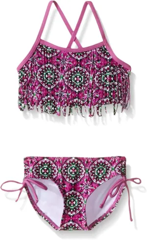 Kanu Surf Girls' Kelly Beach Sport Fringe 2-Piece Bikini Swimsuit