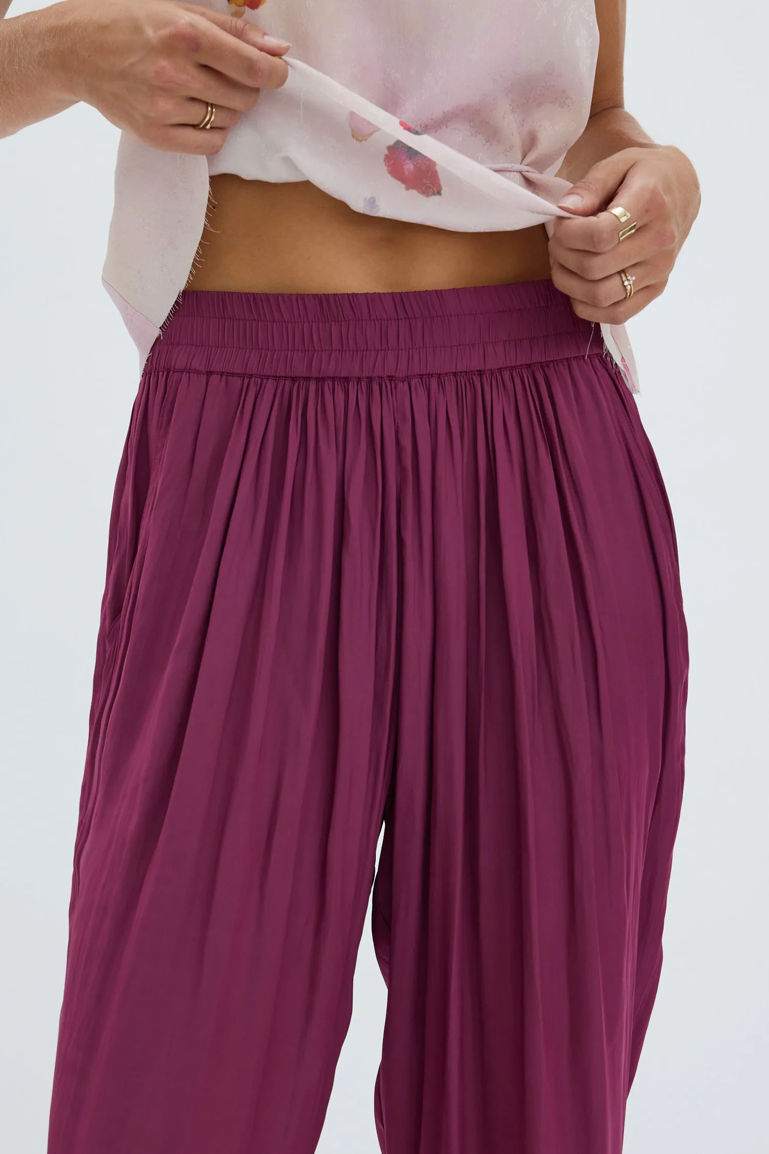 Liquid Satin Berry Lyra Pant