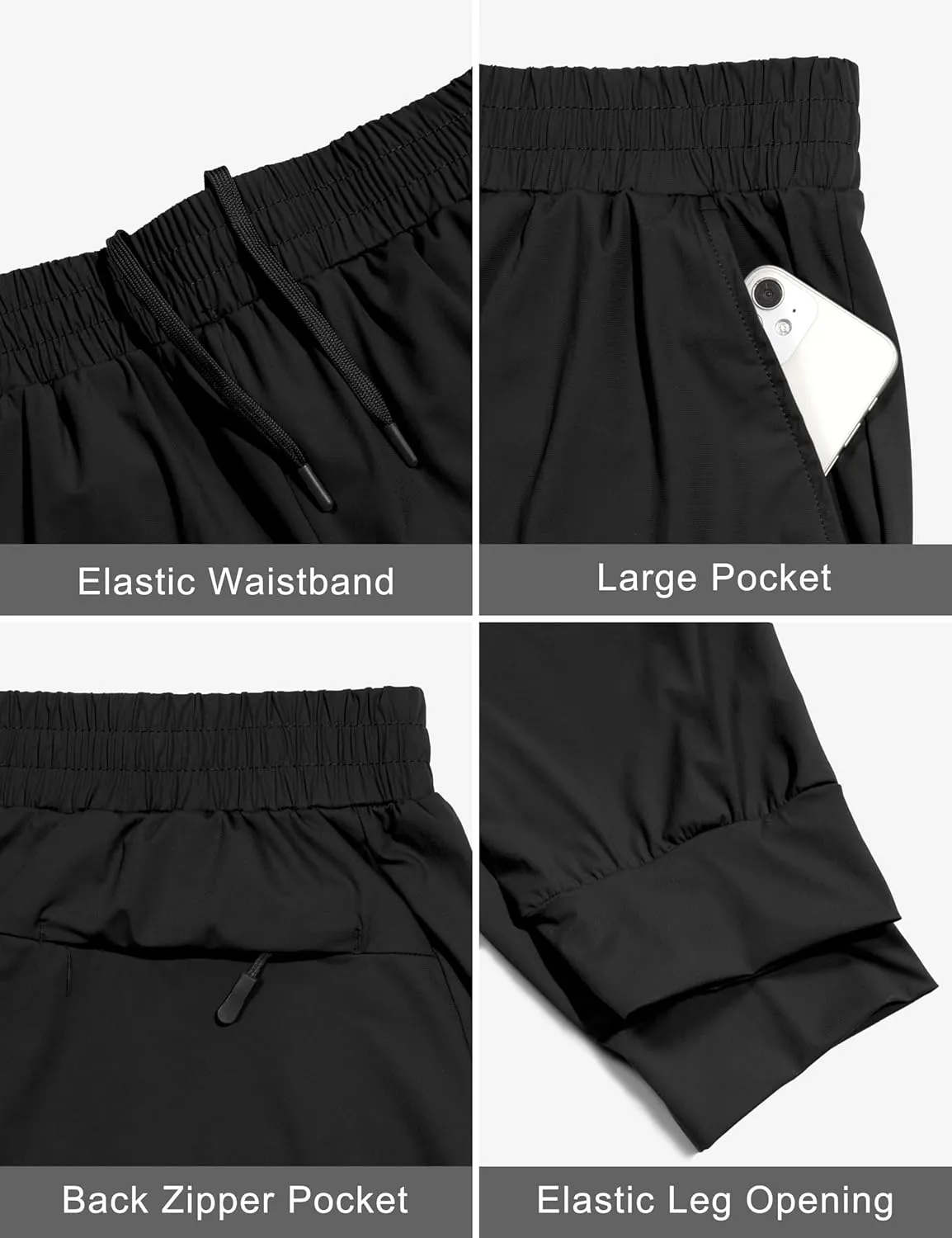Little Donkey Andy Men's Quick-Drying Running Pants, Stretch Cooling Performance Mens Joggers with Pockets