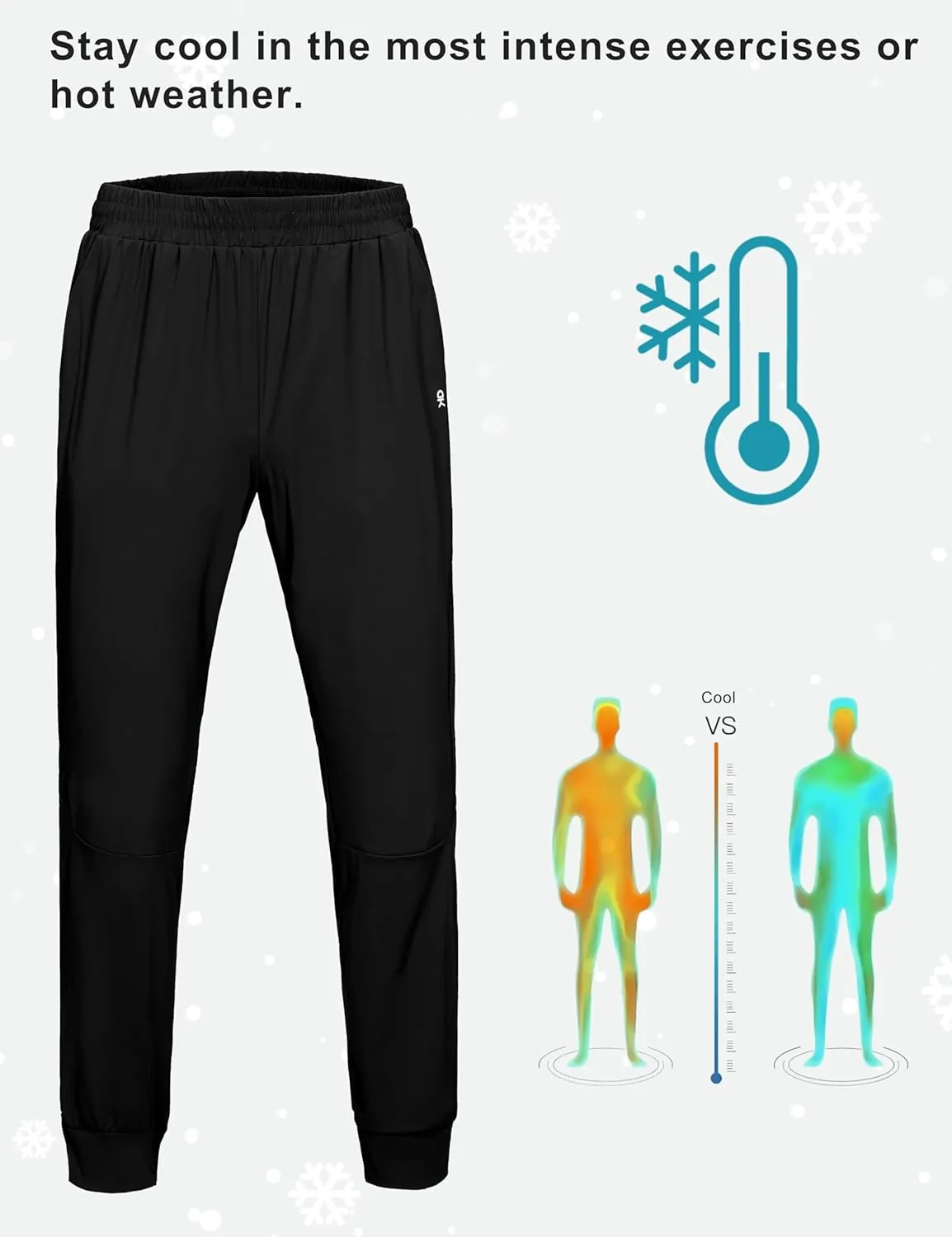 Little Donkey Andy Men's Quick-Drying Running Pants, Stretch Cooling Performance Mens Joggers with Pockets