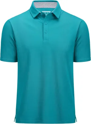 MAGCOMSEN Men's Polo Shirts Short Sleeve Cotton Pique 3 Button Classic Fit Casual T-Shirt Performance Golf Shirts