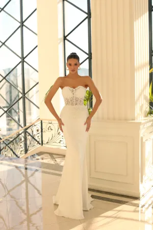 Nicoletta - NC1007 - Strapless Lace Evening Gown