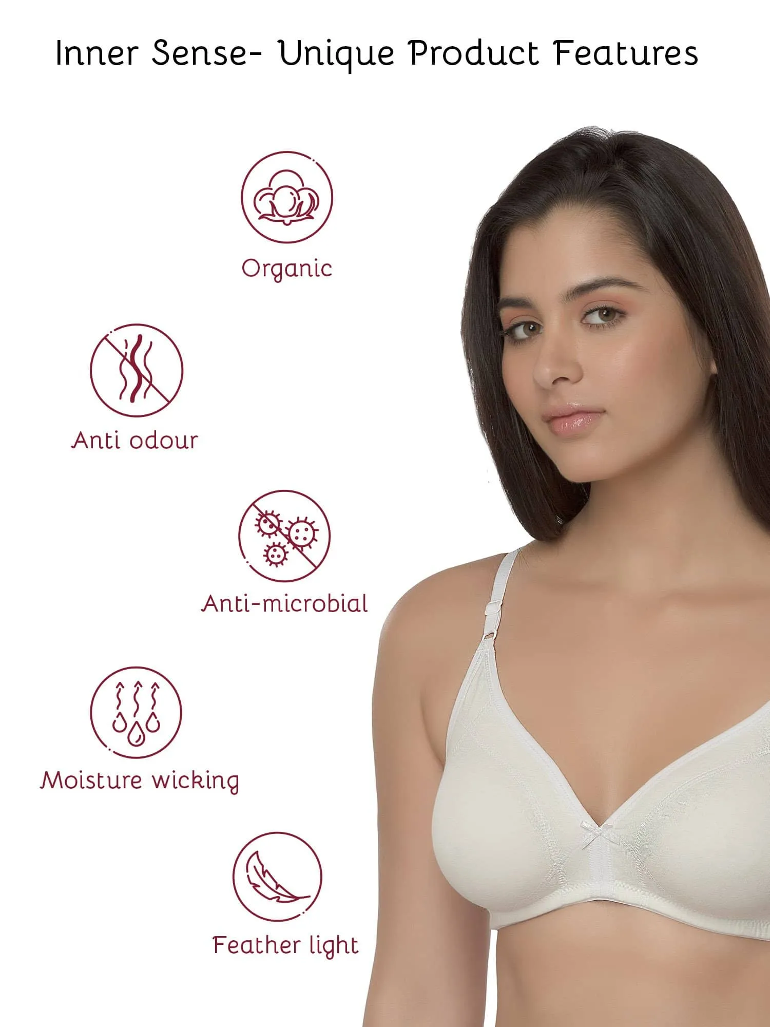 Organic Cotton Antimicrobial Seamless Triangular Bra with Supportive Stitch (Pack of 3)-ISB099-_M.White_M.White_Fuschia-