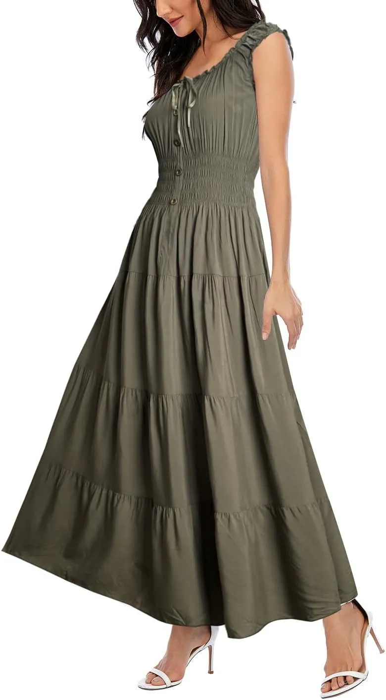 OSTOO Women's 2025 Summer Boho Floral Print Tiered Casual Flowy Long Maxi Dress