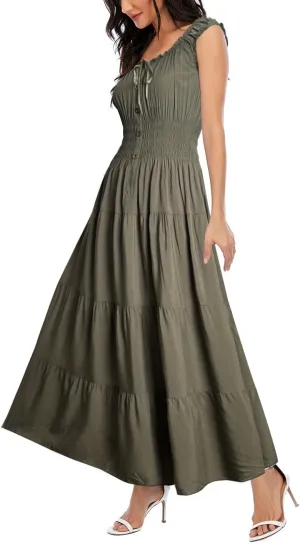 OSTOO Women's 2025 Summer Boho Floral Print Tiered Casual Flowy Long Maxi Dress