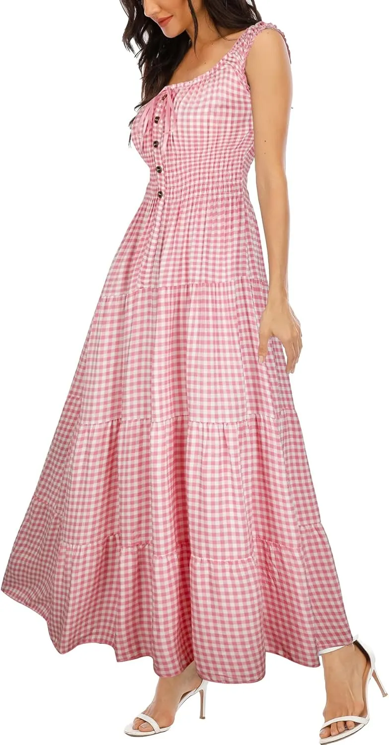 OSTOO Women's 2025 Summer Boho Floral Print Tiered Casual Flowy Long Maxi Dress