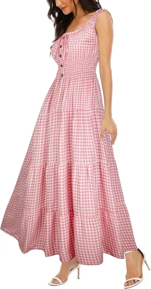 OSTOO Women's 2025 Summer Boho Floral Print Tiered Casual Flowy Long Maxi Dress