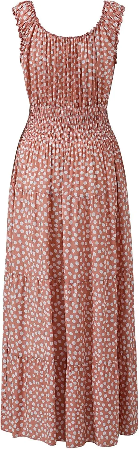 OSTOO Women's 2025 Summer Boho Floral Print Tiered Casual Flowy Long Maxi Dress