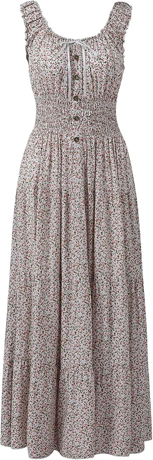 OSTOO Women's 2025 Summer Boho Floral Print Tiered Casual Flowy Long Maxi Dress