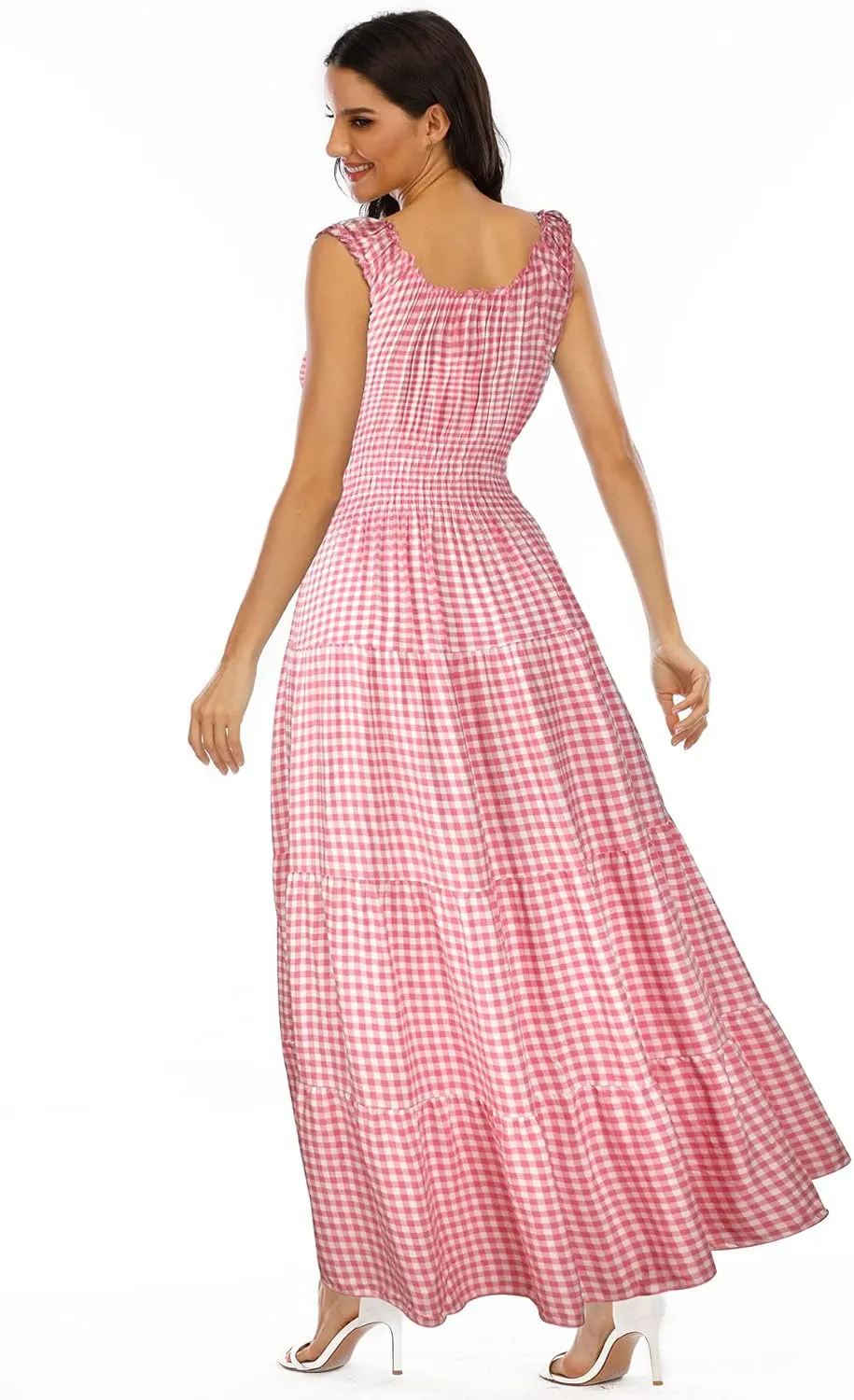 OSTOO Women's 2025 Summer Boho Floral Print Tiered Casual Flowy Long Maxi Dress