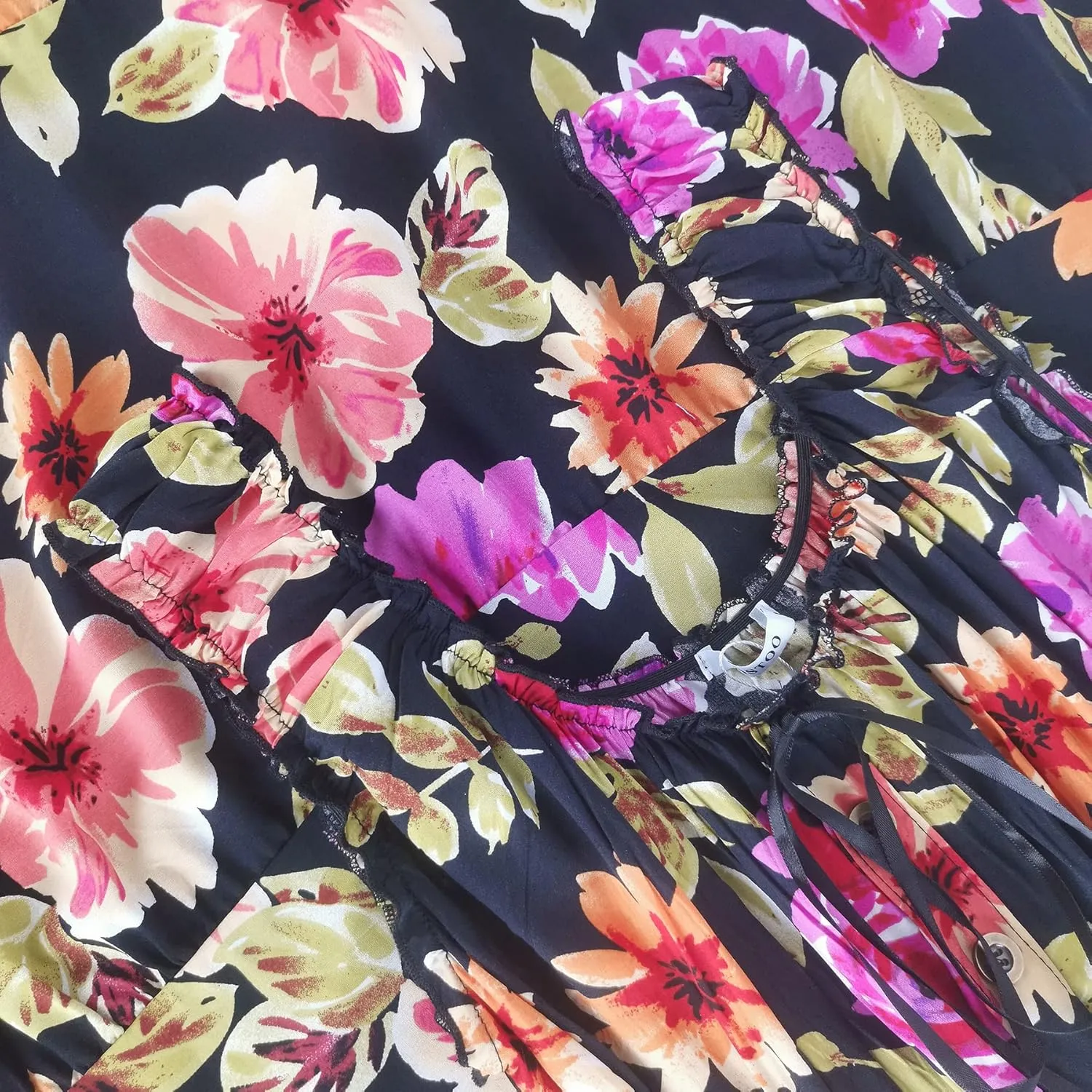 OSTOO Women's 2025 Summer Boho Floral Print Tiered Casual Flowy Long Maxi Dress