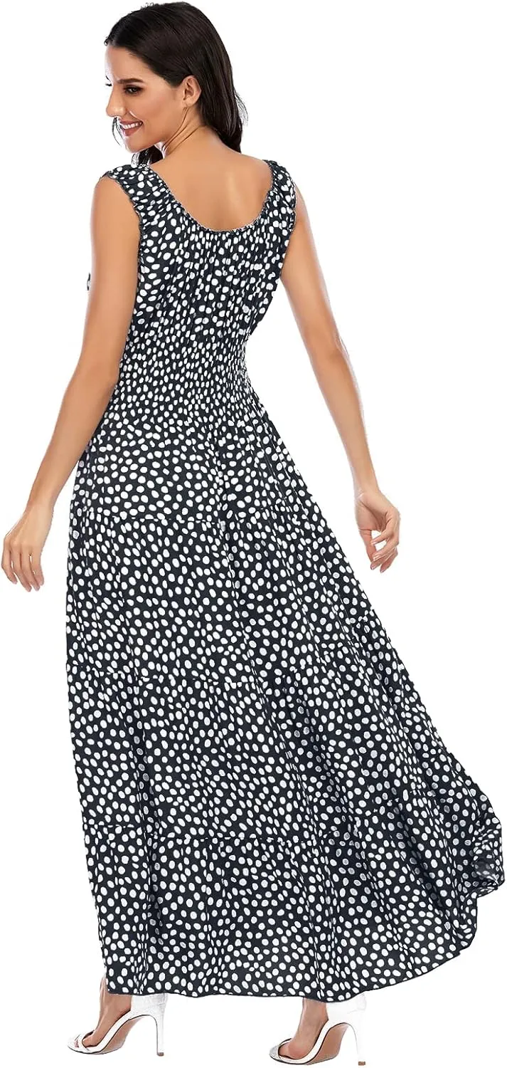 OSTOO Women's 2025 Summer Boho Floral Print Tiered Casual Flowy Long Maxi Dress