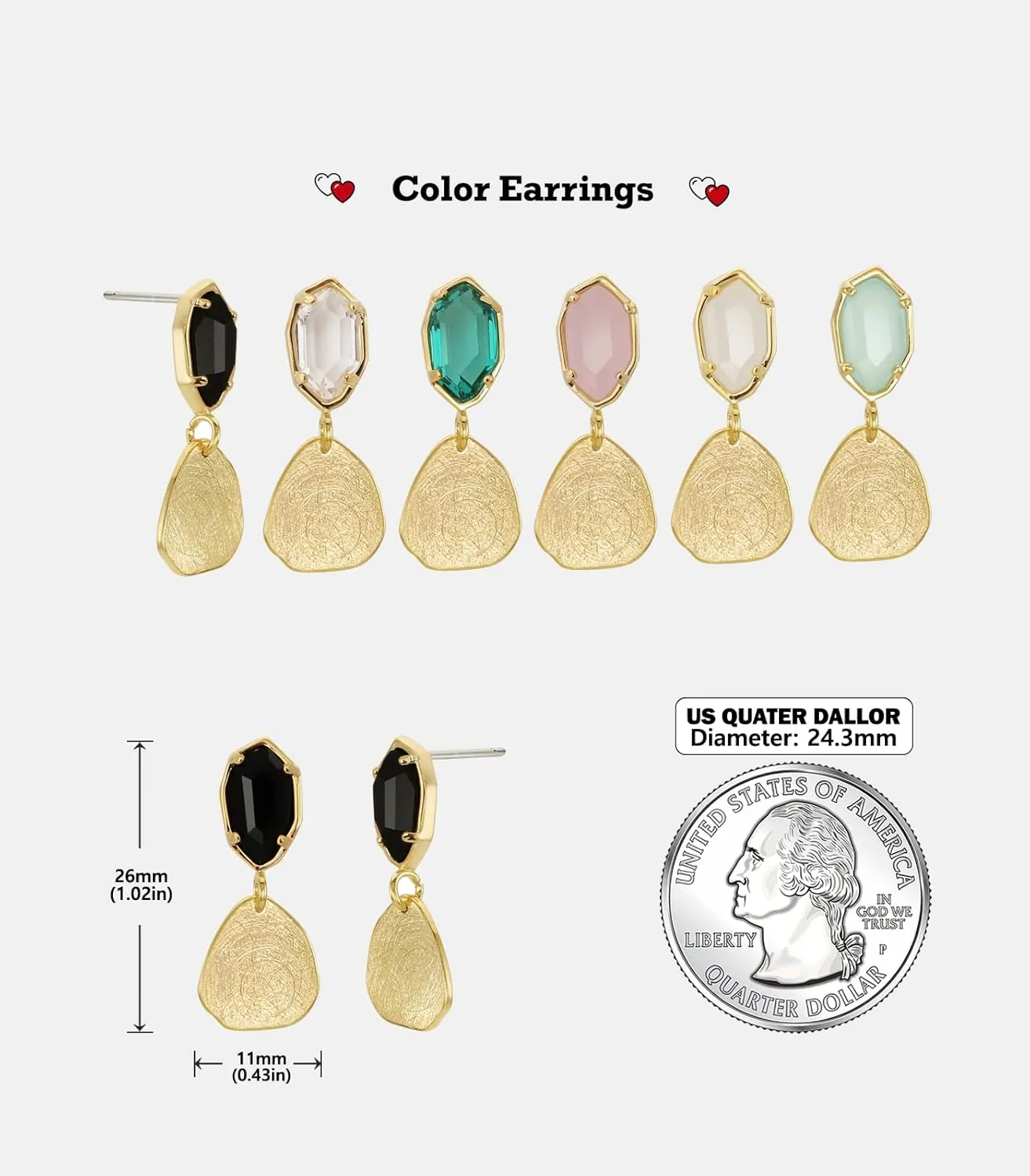 OZEL  Crystal Earrings for Women Dangle  14K Gold Plated Lightweight Daily Fashion Earrings