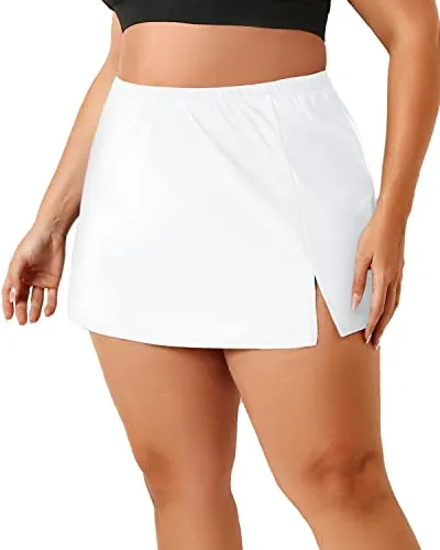 Plus Size Swim Skirt for Women Tummy Control High Waisted Swimsuit Bottoms