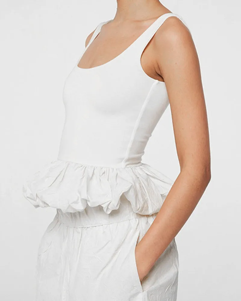 Pure Color Slimming Bubble Top