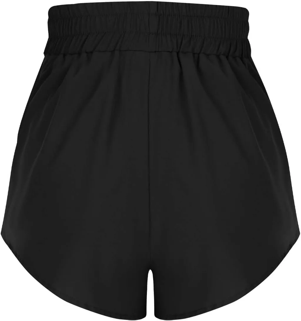 Running Shorts for Women Summer High Waisted Pleated Quick Dry Athletic Short Pants Casual Fashion Loose Fit Shorts