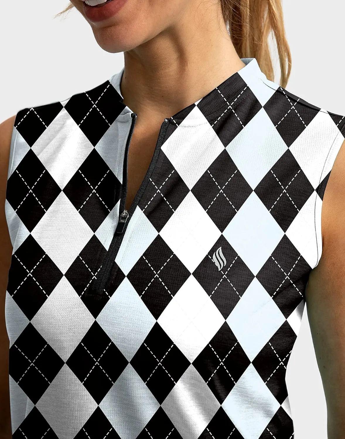 SANTINY Women's Sleeveless Golf Shirt Zip Up Tennis Lightweight Quick Dry Tank Tops Polo Shirts for Women