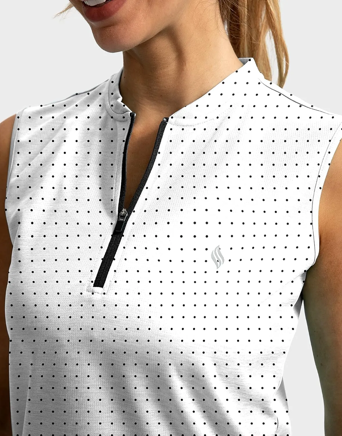 SANTINY Women's Sleeveless Golf Shirt Zip Up Tennis Lightweight Quick Dry Tank Tops Polo Shirts for Women