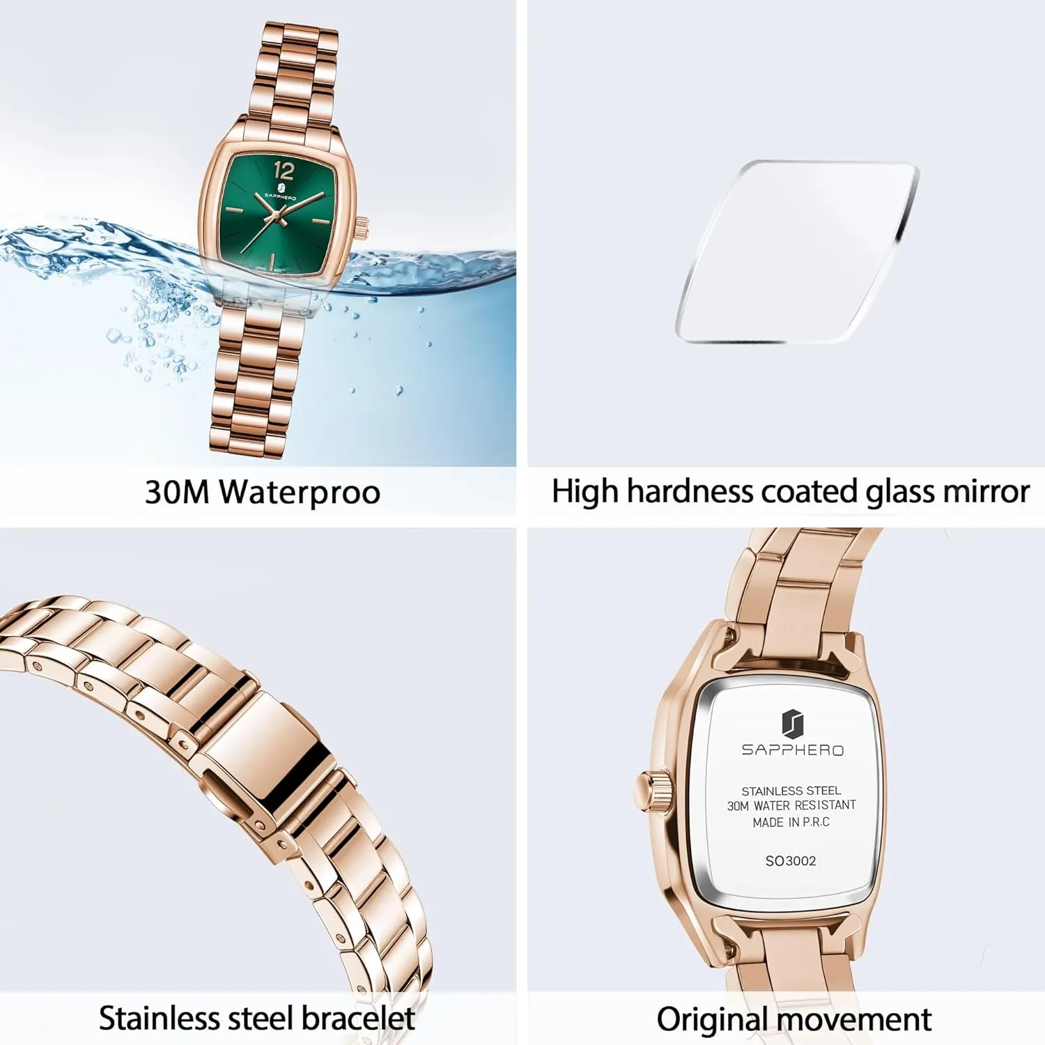 SAPPHERO Watches for Women Luxury Ladies Watches Women's Bracelet Watch Small Stainless Steel Analog 3ATM Waterproof Wrist Watch for Women