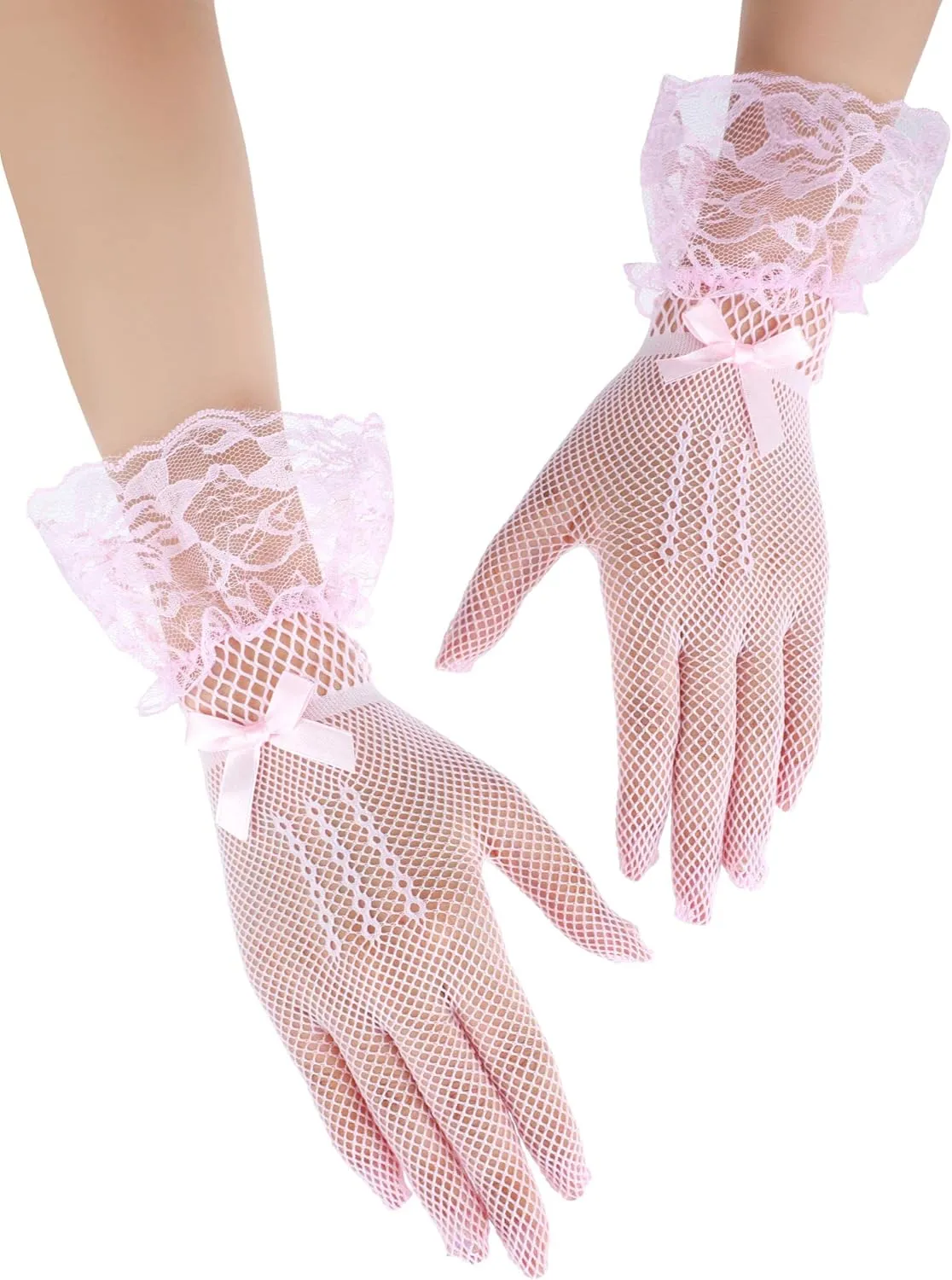 SATINIOR Women Lace Gloves Elegant Short Lace Tea Party Gloves for Women Wedding Dinner Party