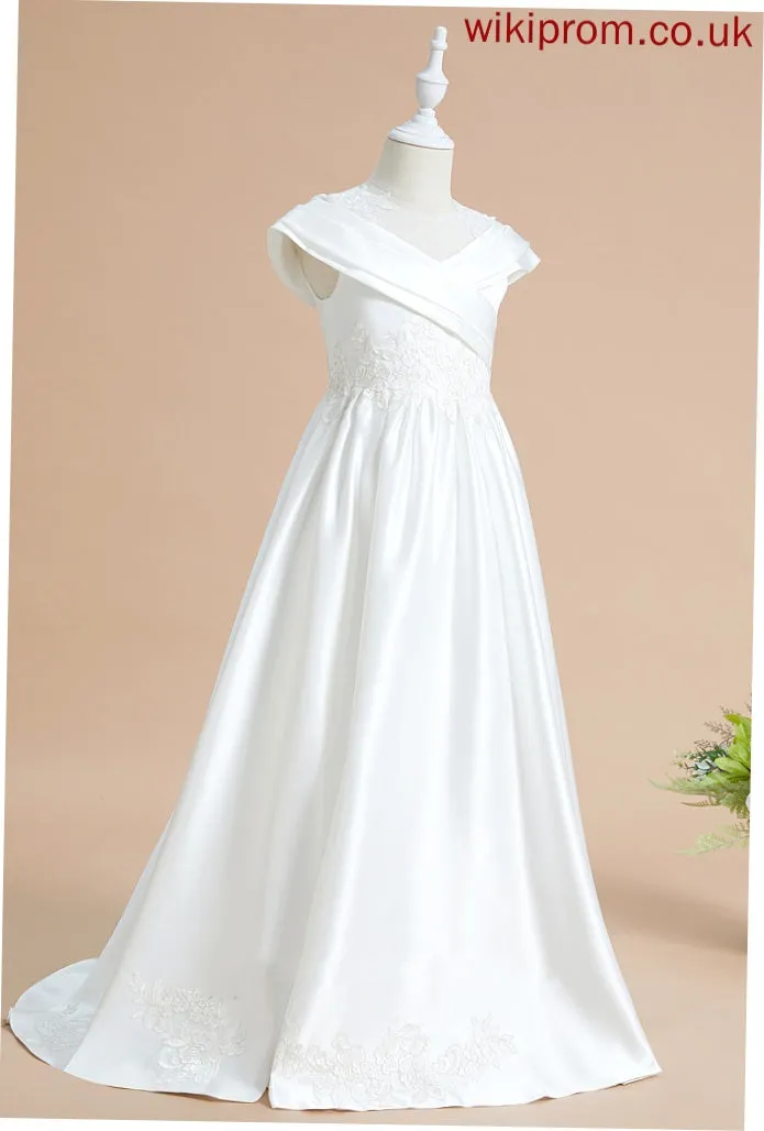 Scoop Dress Neck Sleeveless Fatima Flower Girl Dresses Girl - Ball-Gown/Princess Sweep Train Satin/Lace Flower