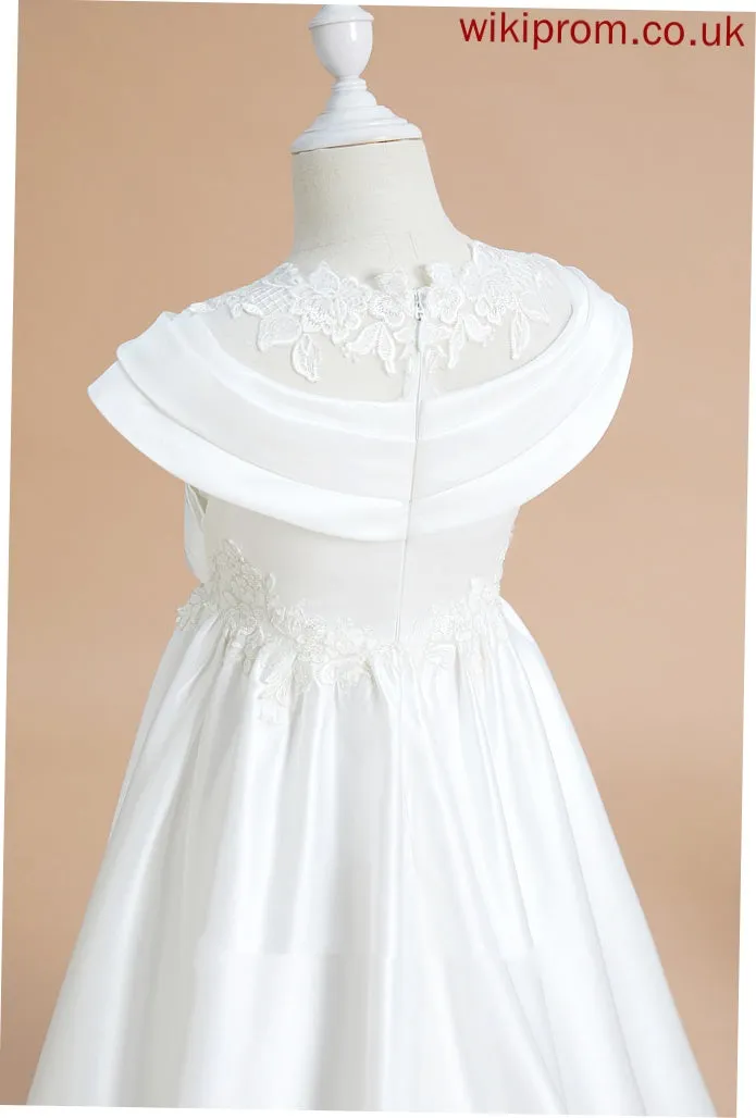 Scoop Dress Neck Sleeveless Fatima Flower Girl Dresses Girl - Ball-Gown/Princess Sweep Train Satin/Lace Flower