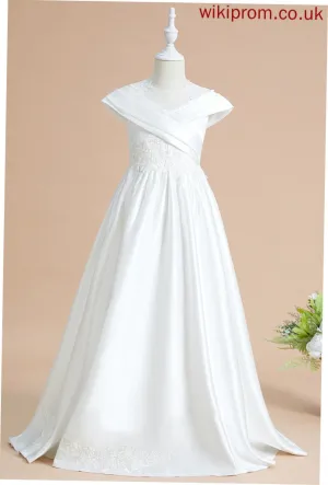 Scoop Dress Neck Sleeveless Fatima Flower Girl Dresses Girl - Ball-Gown/Princess Sweep Train Satin/Lace Flower
