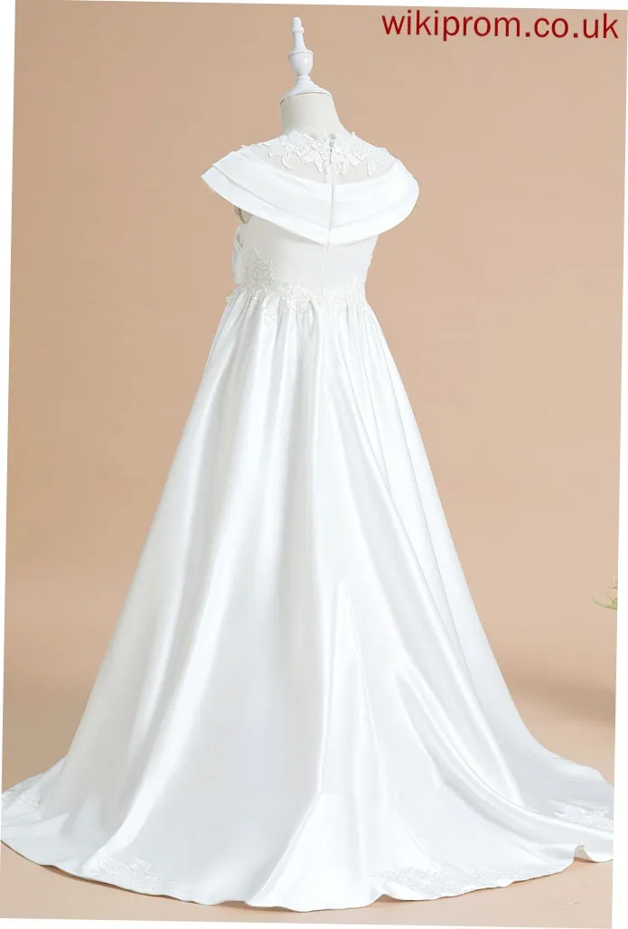 Scoop Dress Neck Sleeveless Fatima Flower Girl Dresses Girl - Ball-Gown/Princess Sweep Train Satin/Lace Flower