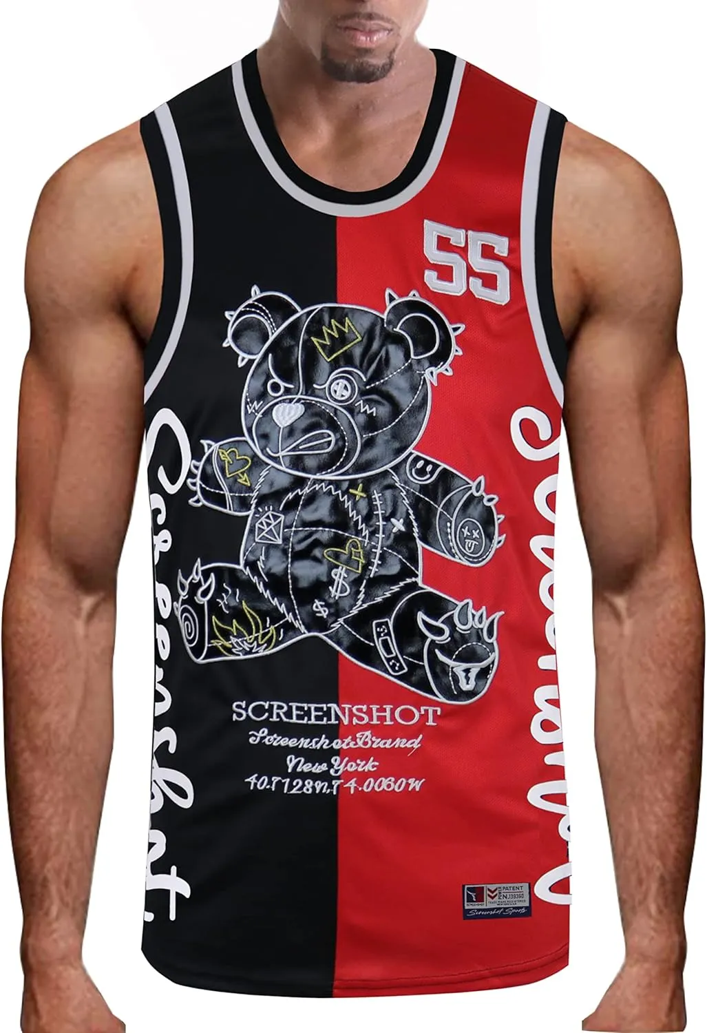 SCREENSHOT Mens Hip-Hop Premium Urban Sreetwear Fashion Jersey Top - NYC Style Basketball Sports Team Color Mesh Tops